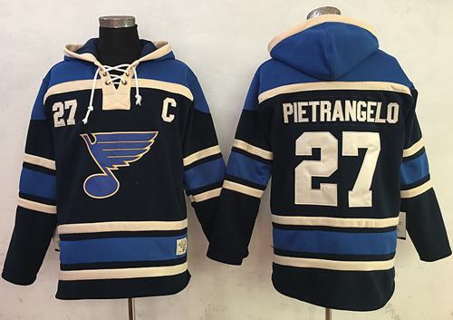 Blues #27 Alex Pietrangelo Navy Blue Sawyer Hooded Sweatshirt Stitched NHL Jersey
